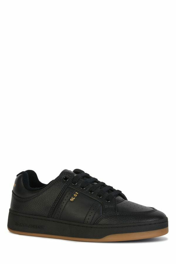 Saint Laurent Elegant Black Low-Top Leather Men's Sneakers8