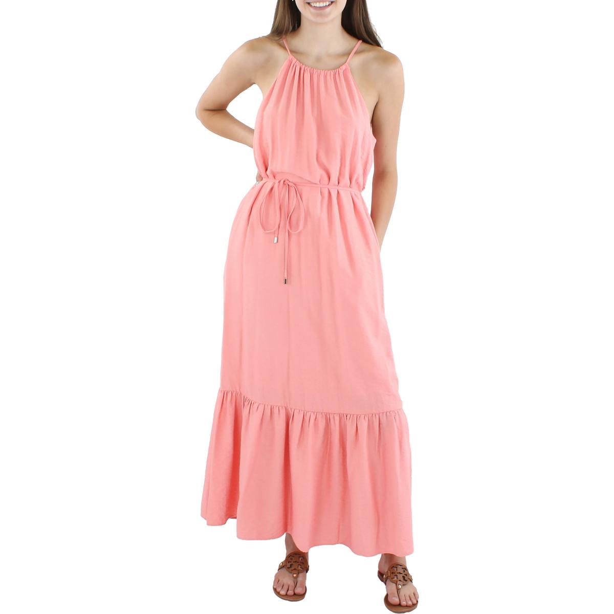 Womens Tie Halter Maxi Dress