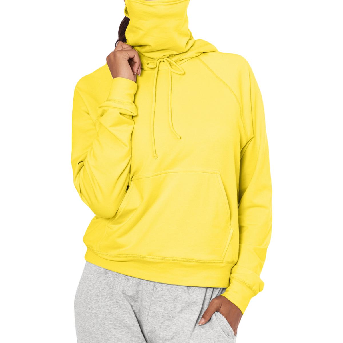 Womens Solid Built In Mask Hoodie