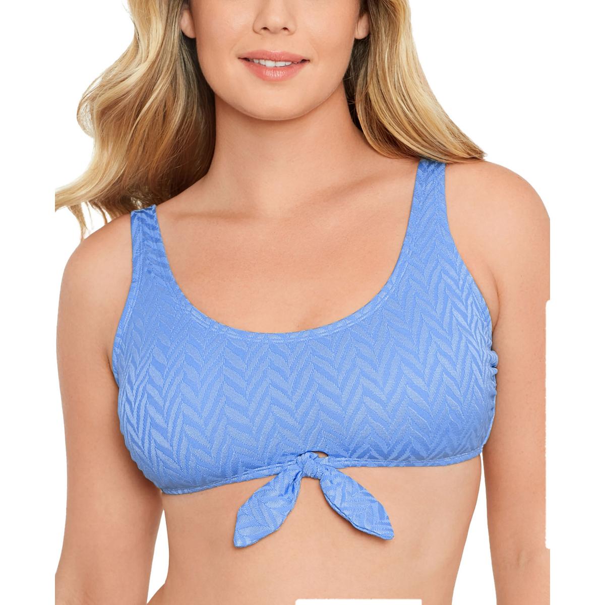 Womens Chevron Tie-Front Bikini Swim top