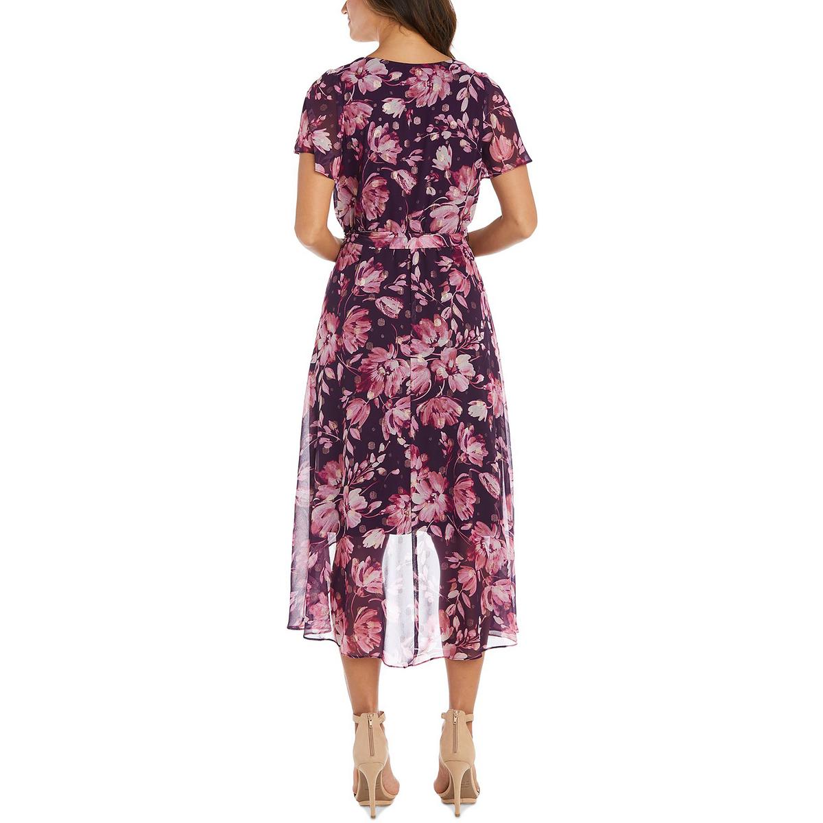 Plus Womens Floral Long Wrap Dress