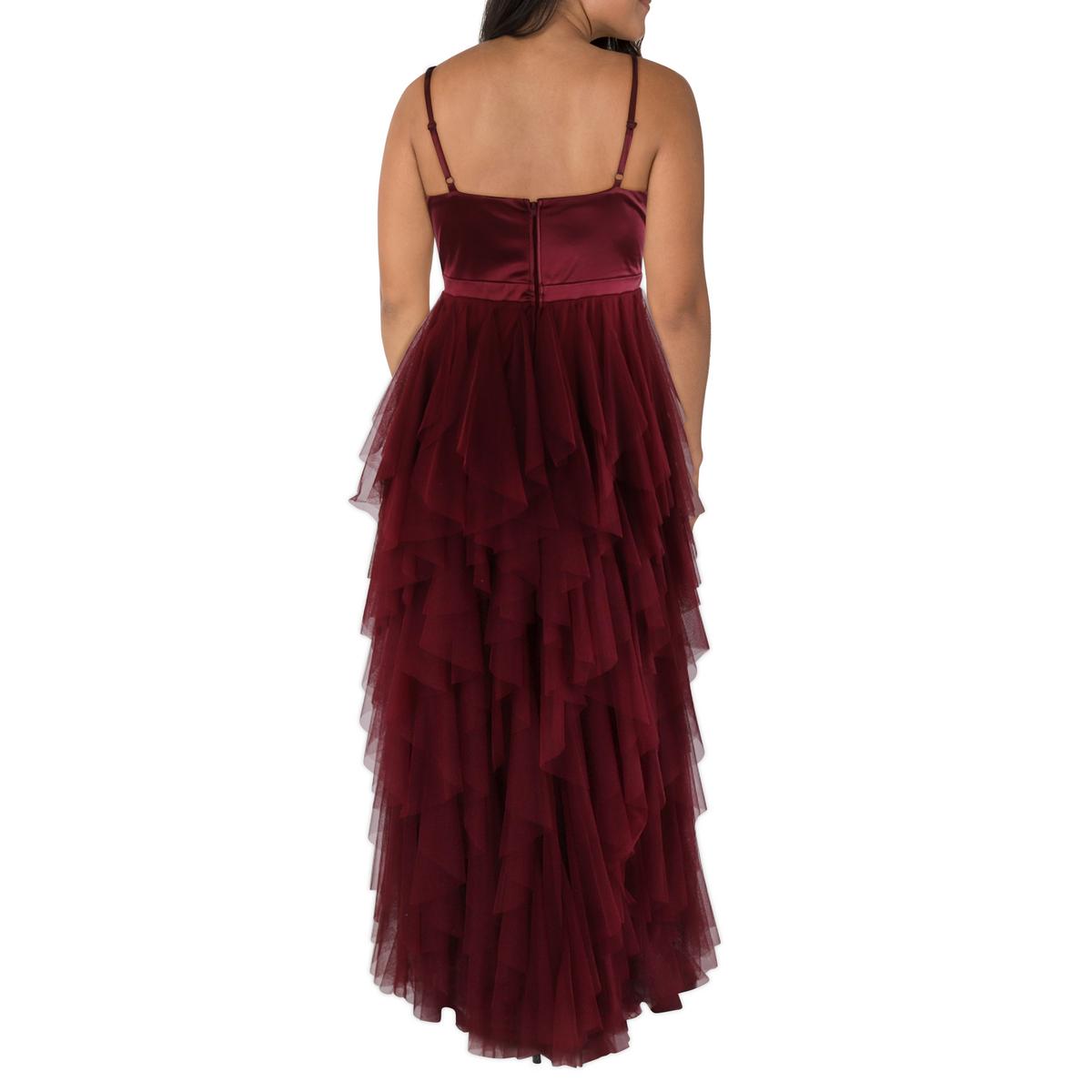 Plus Womens Tiered Polyester Evening Dress