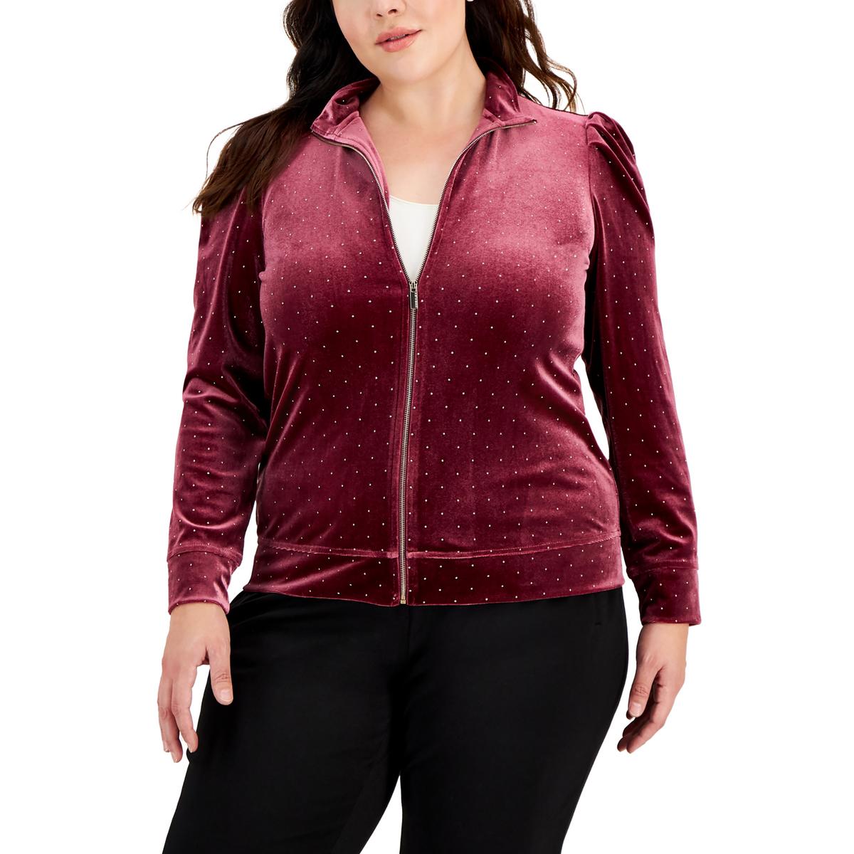 Plus Womens Velour Embellished Sweatshirt