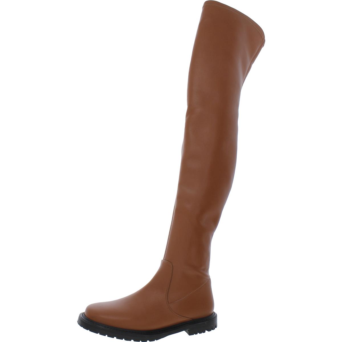 Womens Faux Leather Lug Sole Over-The-Knee Boots