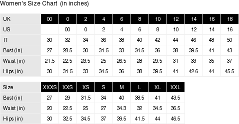 Burberry prorsum store size chart