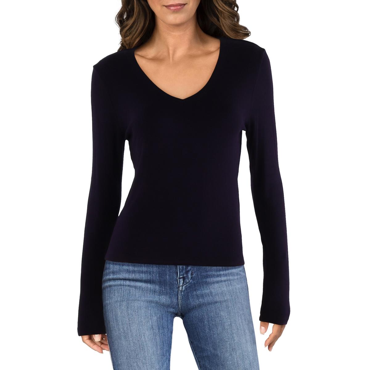 Tayshia Womens V-Neck Long Sleeve Pullover Top