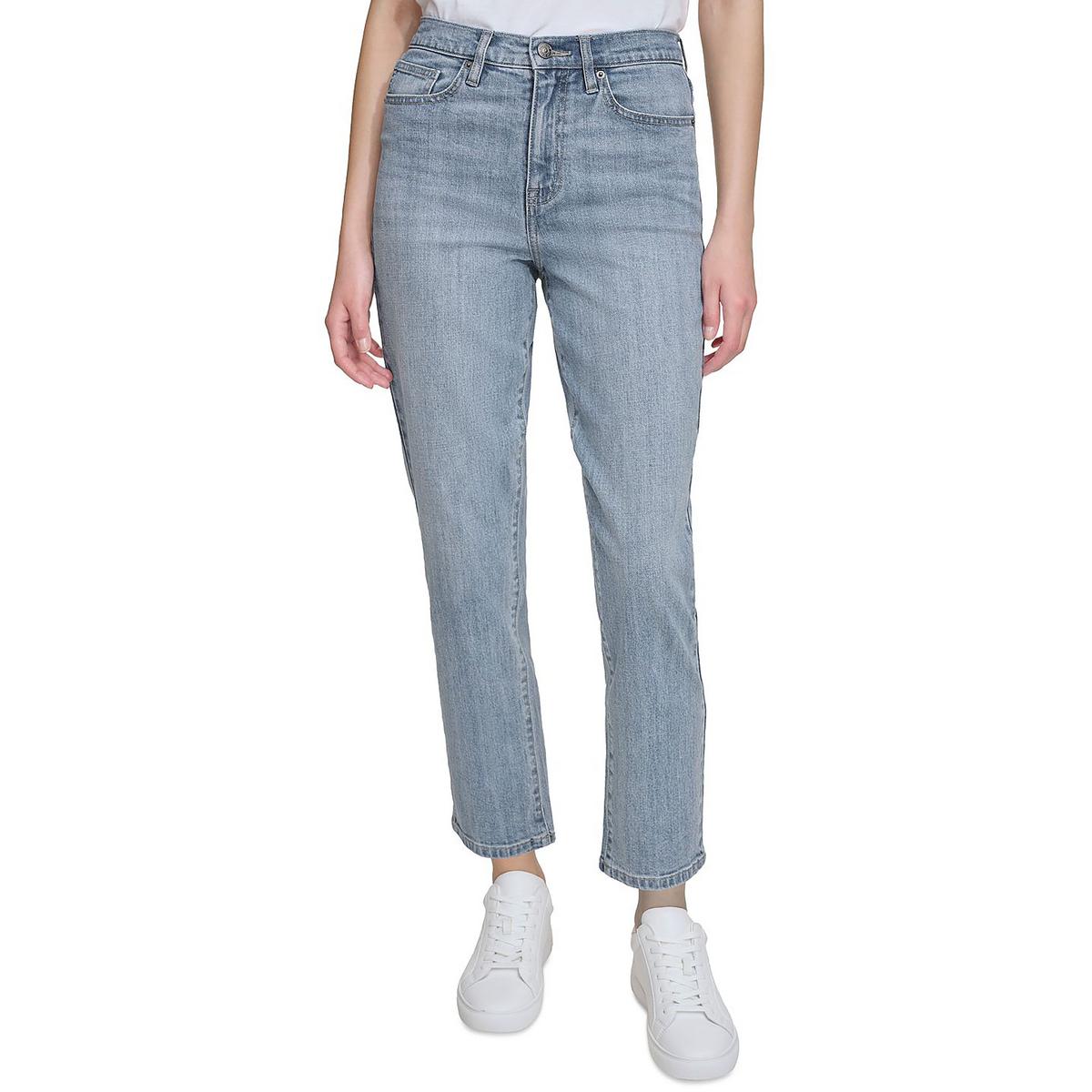 Womens High Rise Slim Straight Leg Jeans