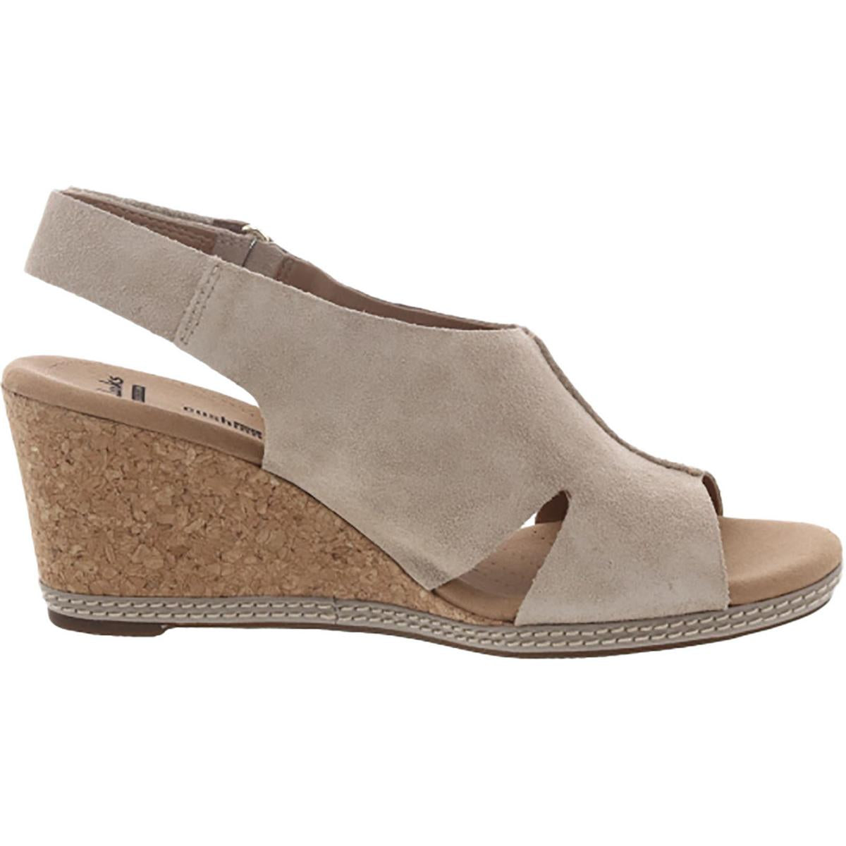 Helio Float4 Womens Faux Suede Cork Wedge Sandals