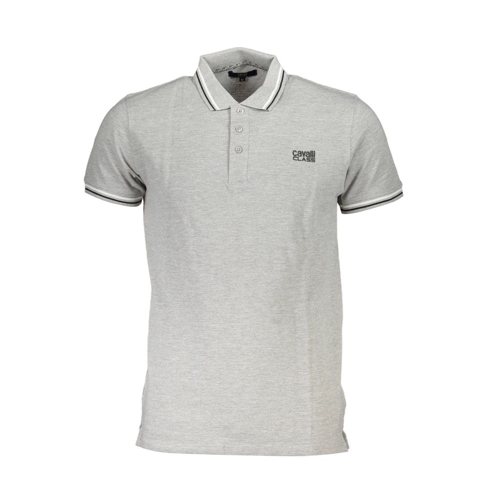 Cavalli Class Gray Cotton Polo Men's Shirt