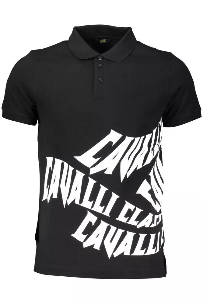 Cavalli Class Black Cotton Mens Polo Men's Shirt