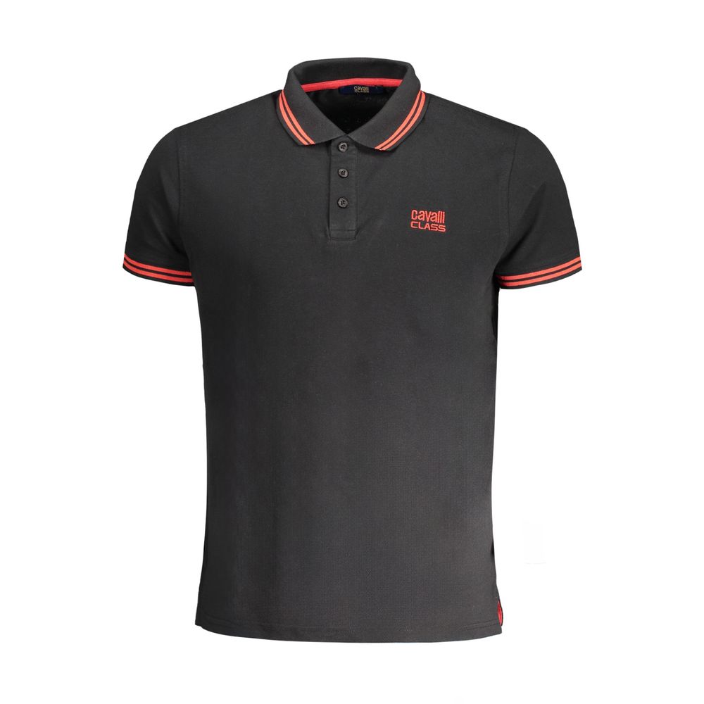 Cavalli Class Black Cotton Polo Men's Shirt