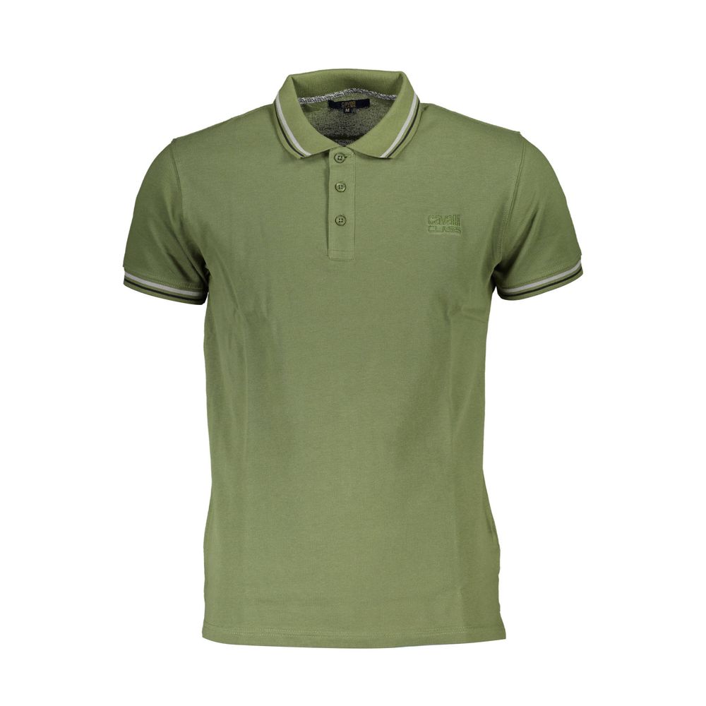 Cavalli Class Green Cotton Polo Men's Shirt