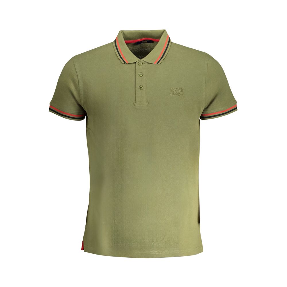 Cavalli Class Green Cotton Polo Men's Shirt