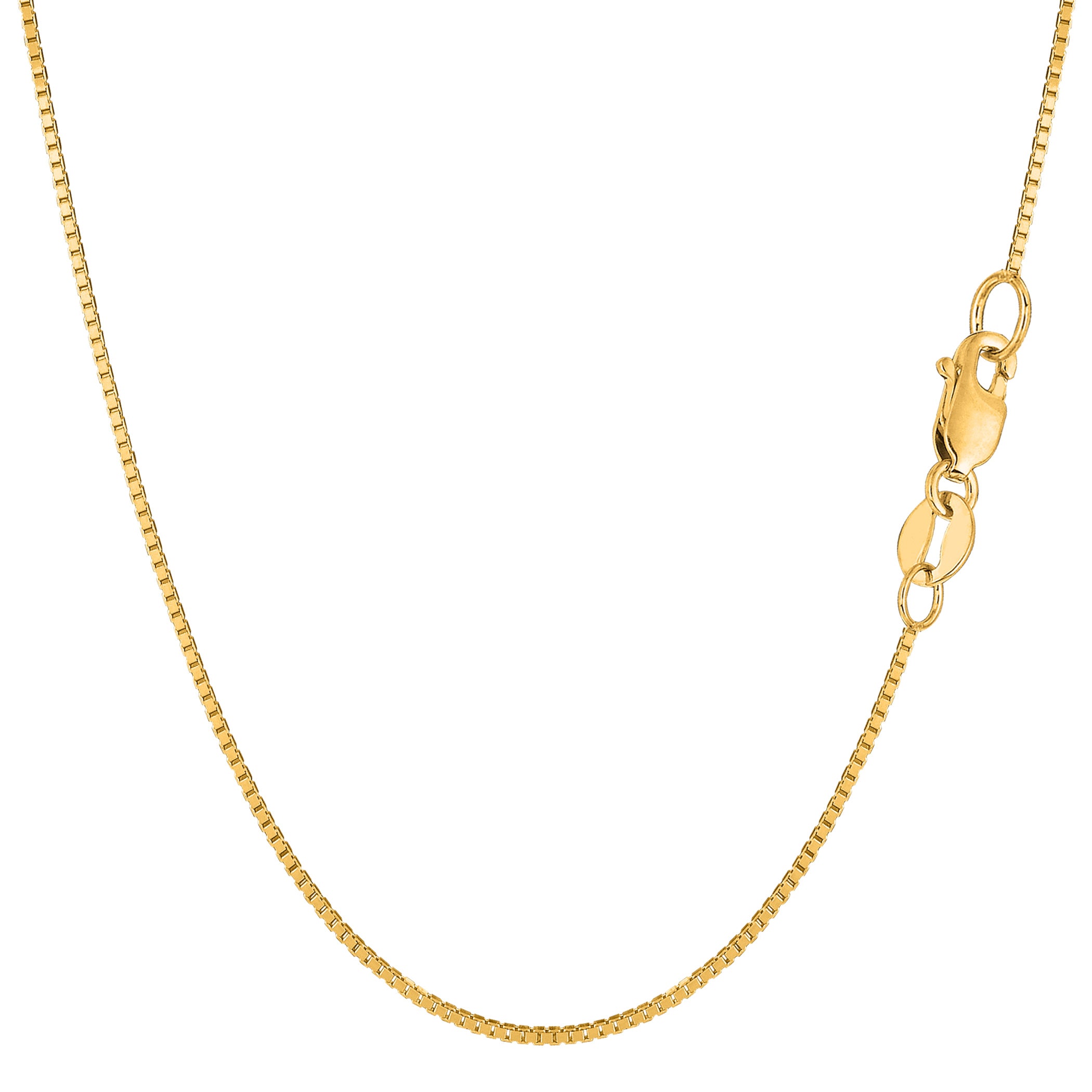 14k Yellow Solid Gold Mirror Box Chain Necklace, 0.8mm1