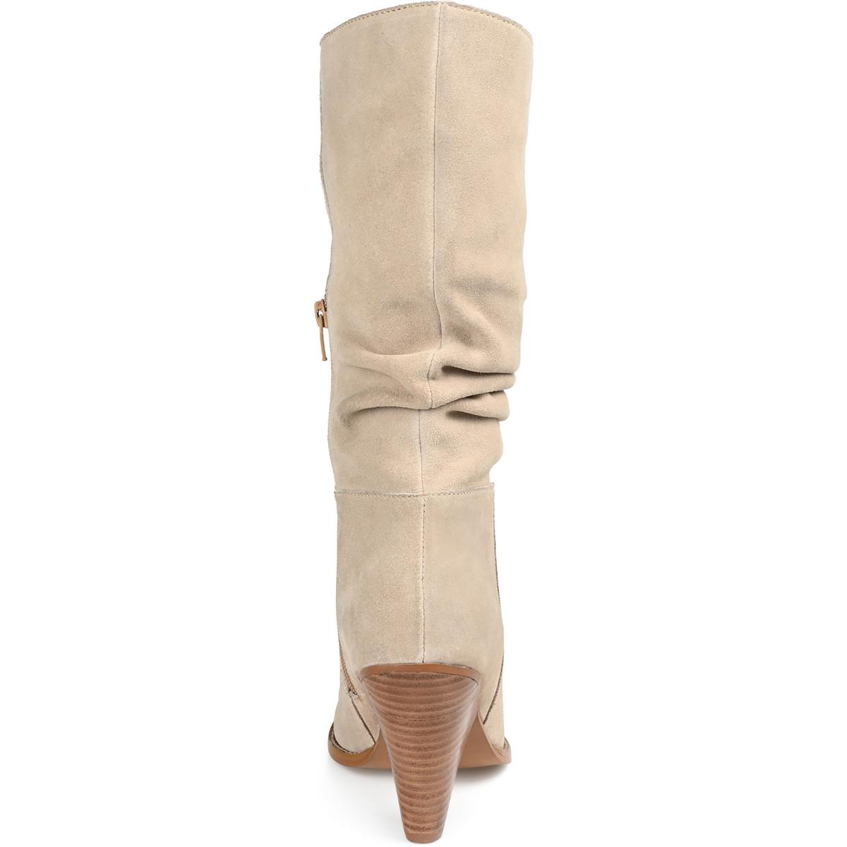 Syrinn Womens Suede Almond Toe Mid-Calf Boots