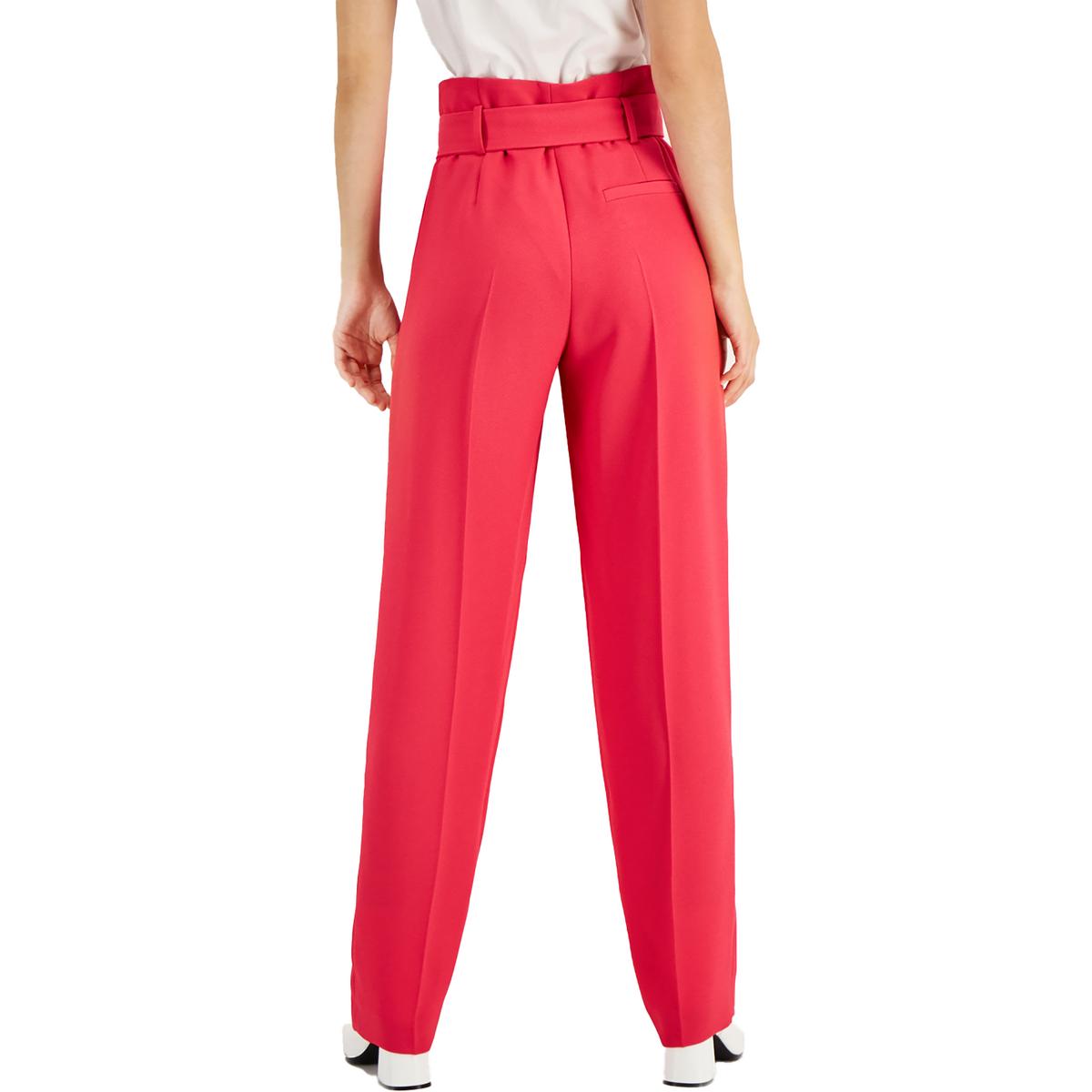 Womens Paperbag Waist Polyester Dress Pants