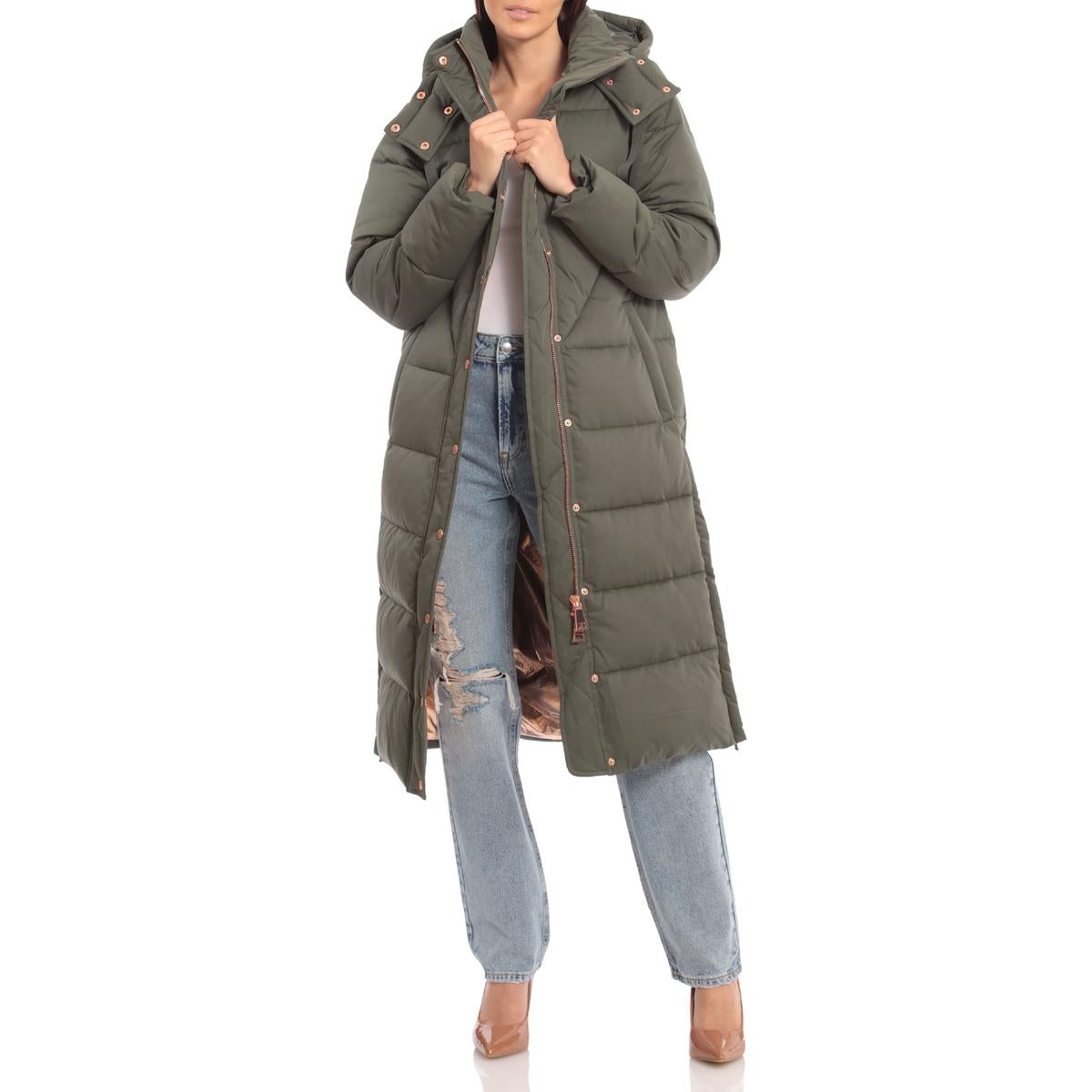 Womens Long Quilted Puffer Jacket