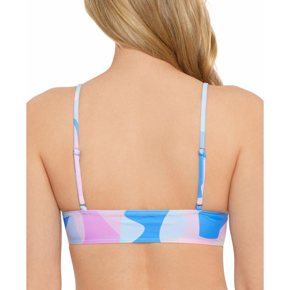 Juniors Womens Printed Cut-Out Bikini Swim top