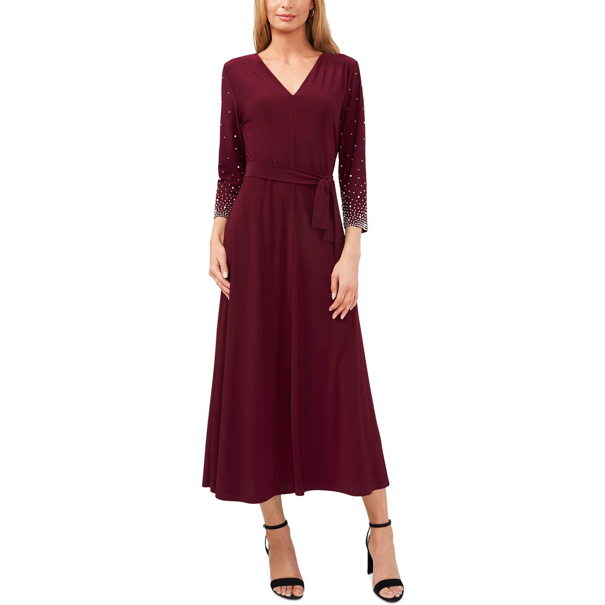 Womens Knit Beaded Midi Dress