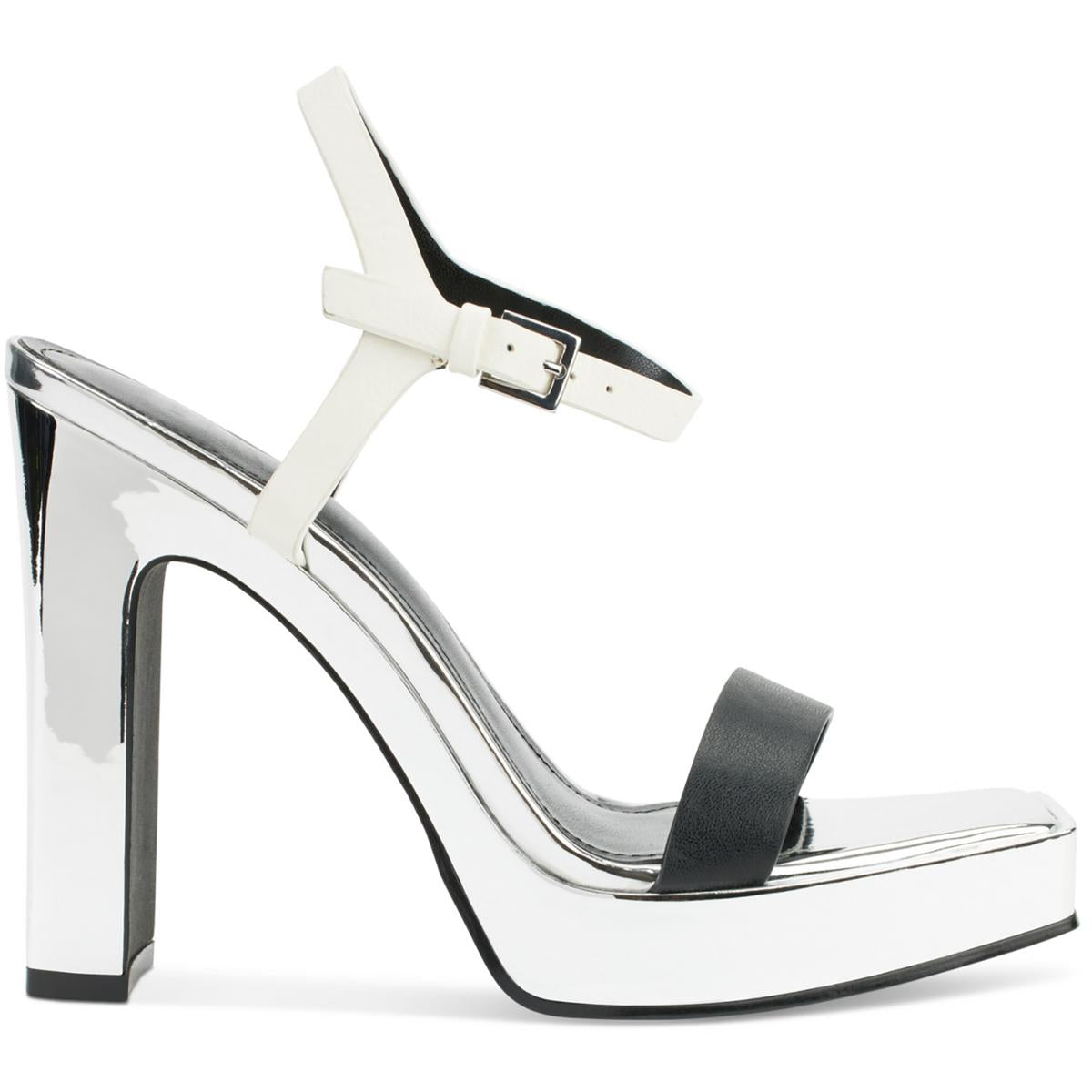 MAIDEN Womens Square toe Metallic Block Heel