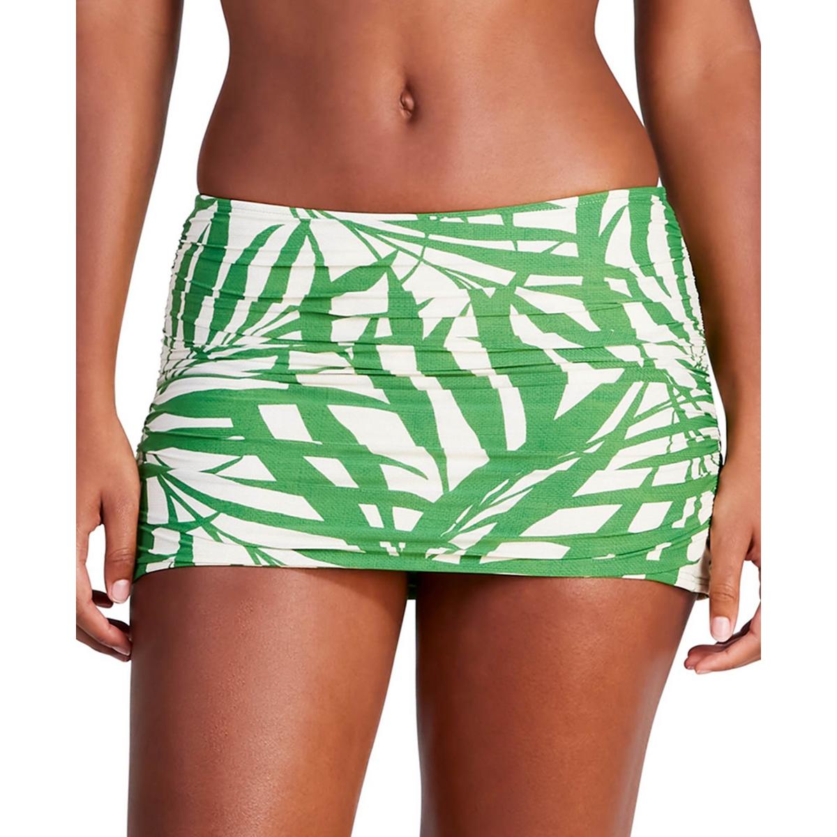 Womens Printed Shirred Swim Bottom Separates