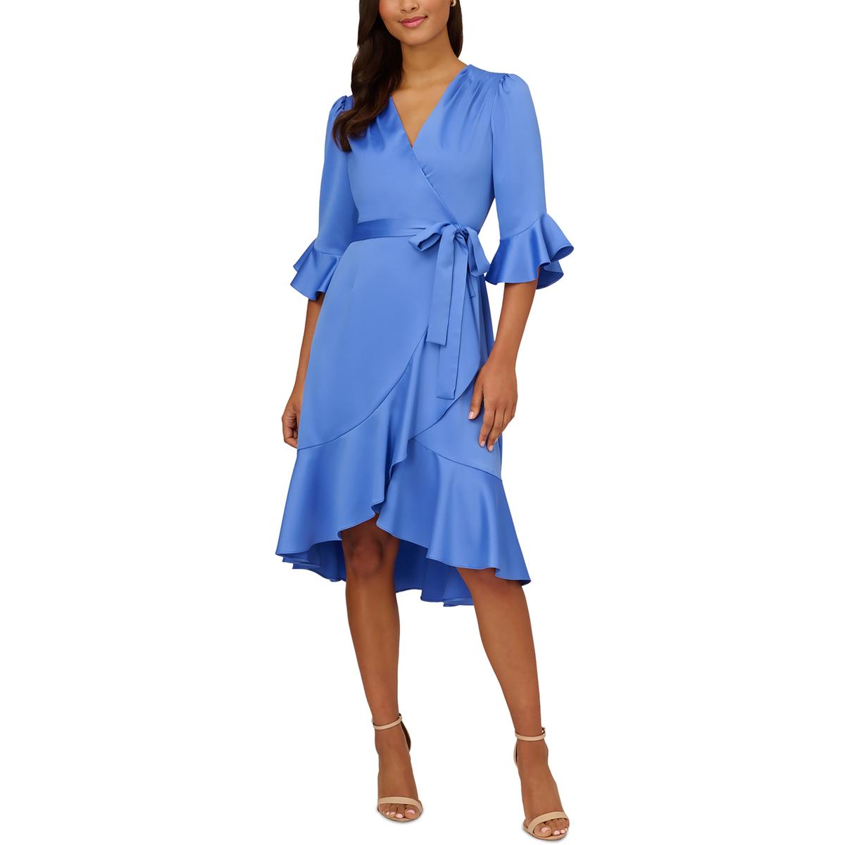 Womens Pleated Polyester Wrap Dress