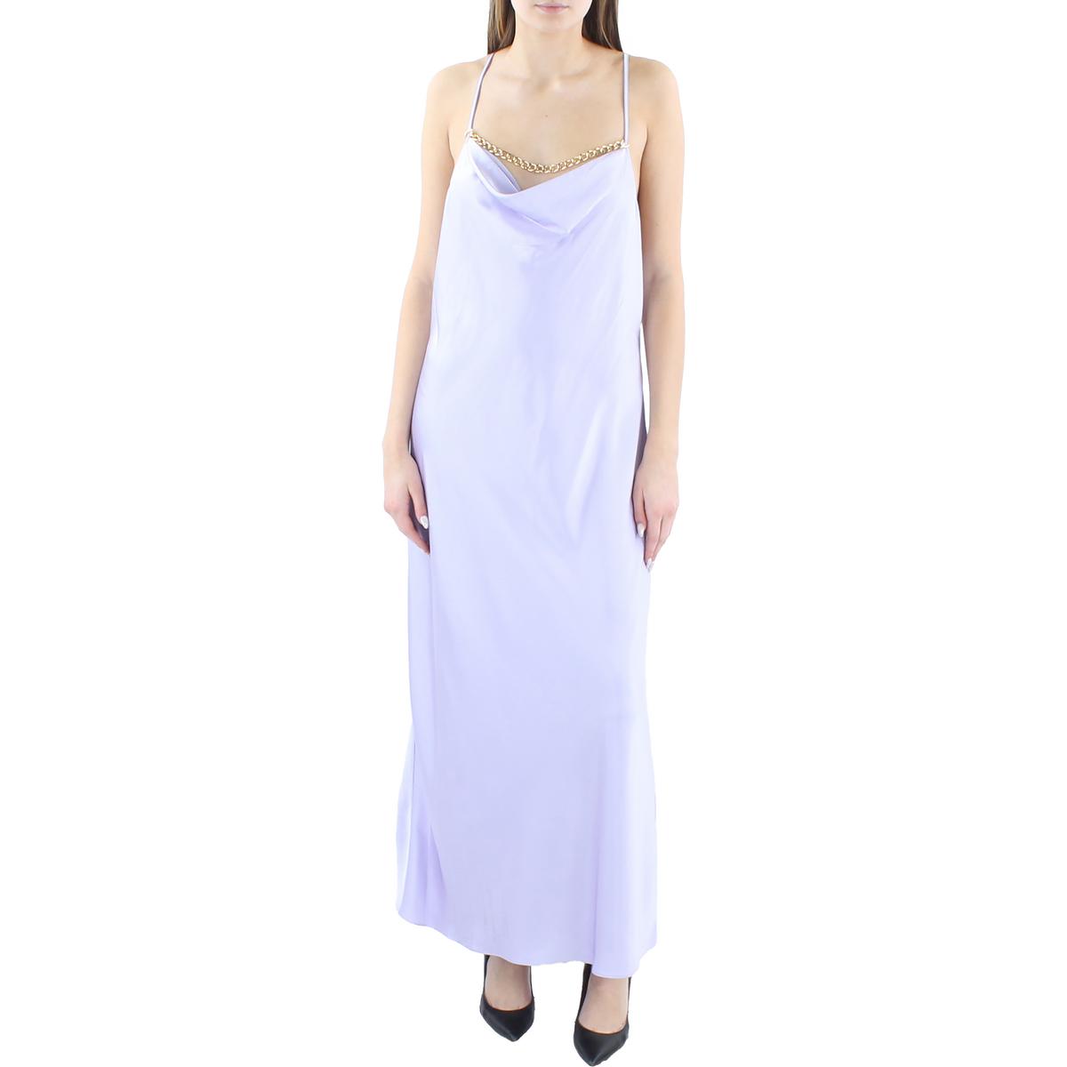 Womens Satin Sleeveless Evening Dress