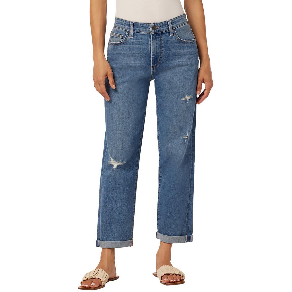 Womens Boyfriend Destroyed Cropped Jeans