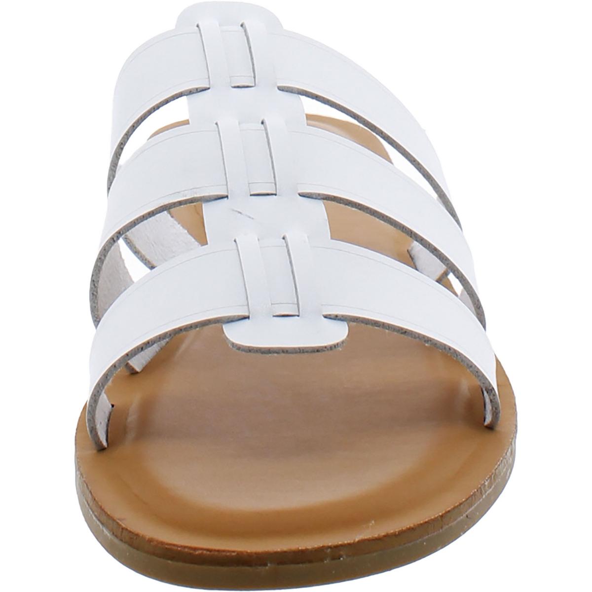 Womens Patent Open Toe Slide Sandals