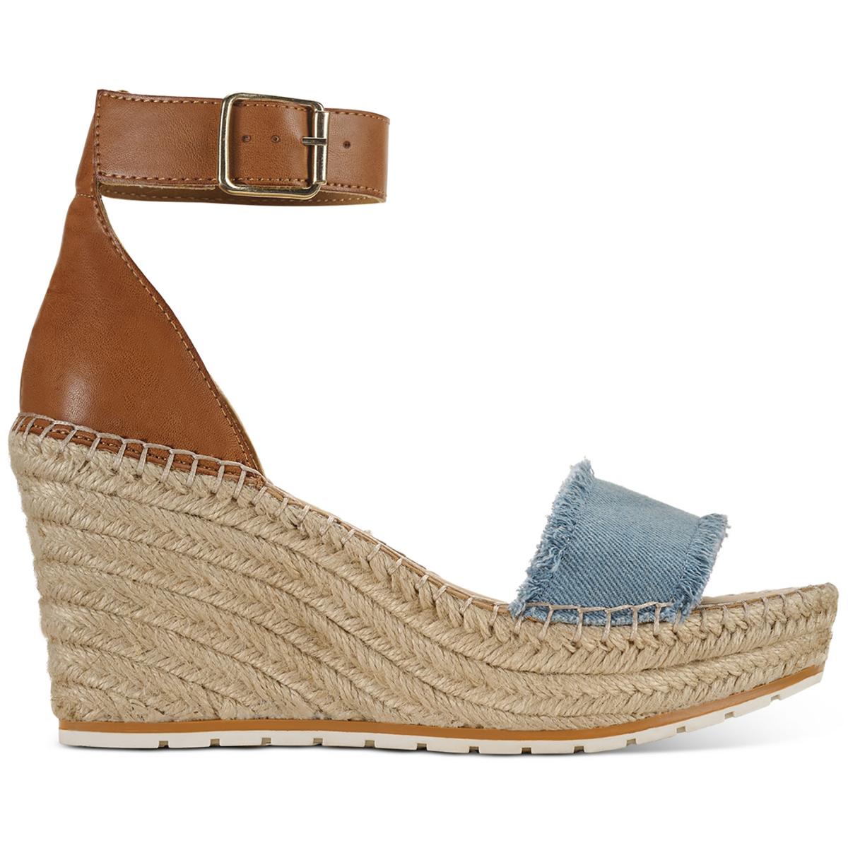 Sammi  Womens Covered Wedge Ankle Strap Espadrilles