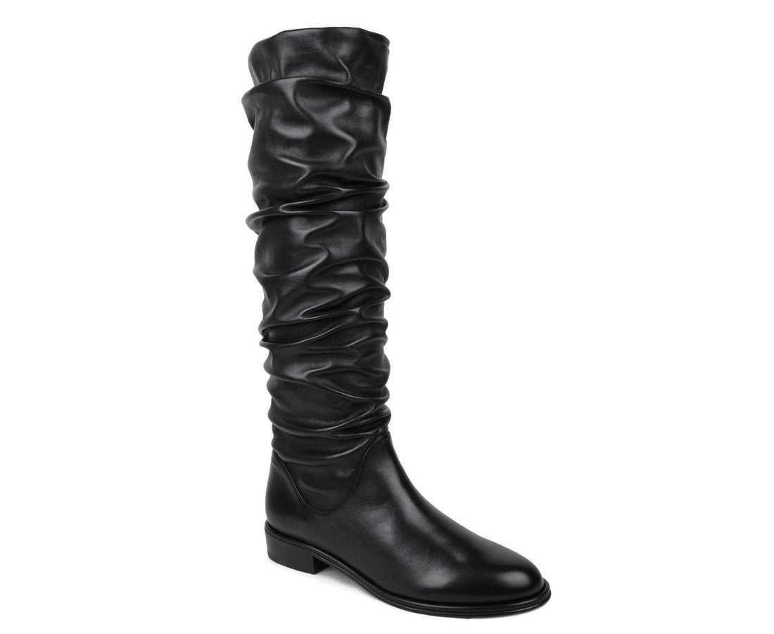 Stuart Weitzman Women's Flatscrunchy Black Nappa Leather Knee High Boots