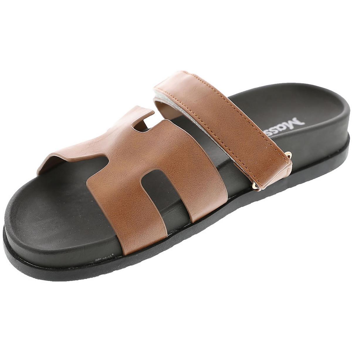 Hope Womens Faux Leather Slip-On Slide Sandals