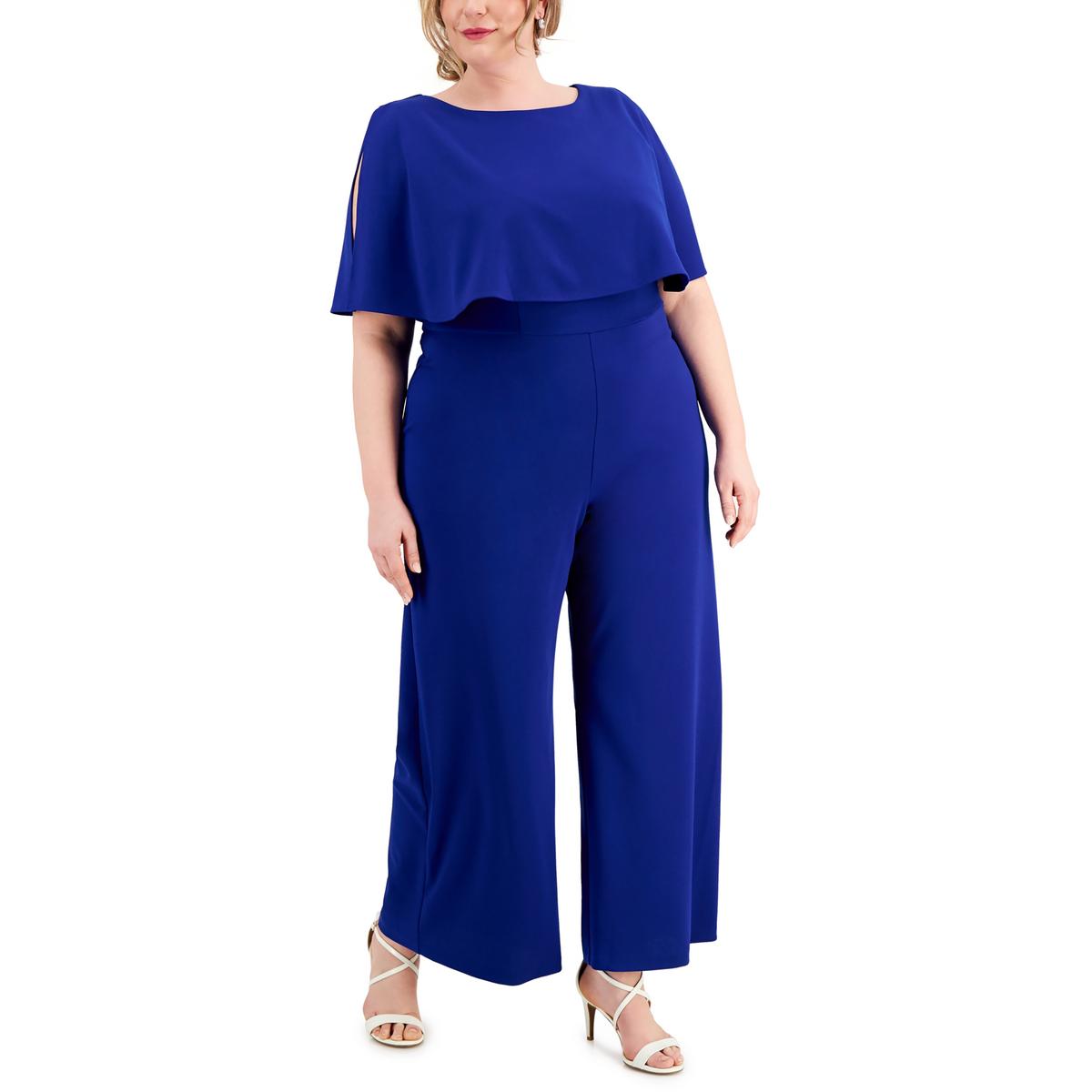 Plus Womens Capelet Wide Leg Jumpsuit