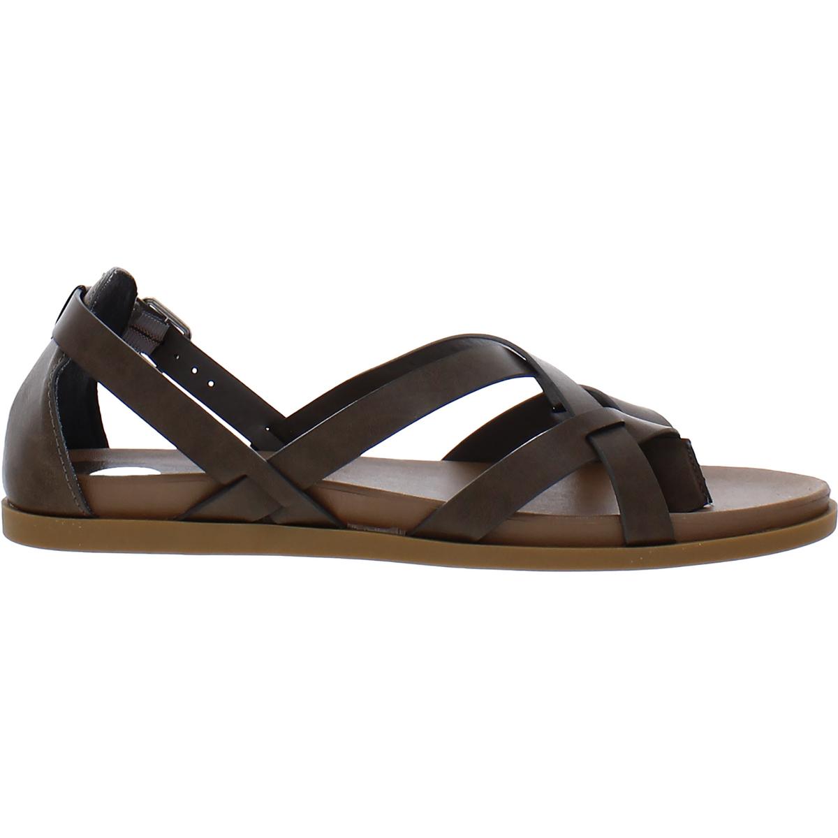 Ziporah Womens Faux Leather Strappy Flat Sandals