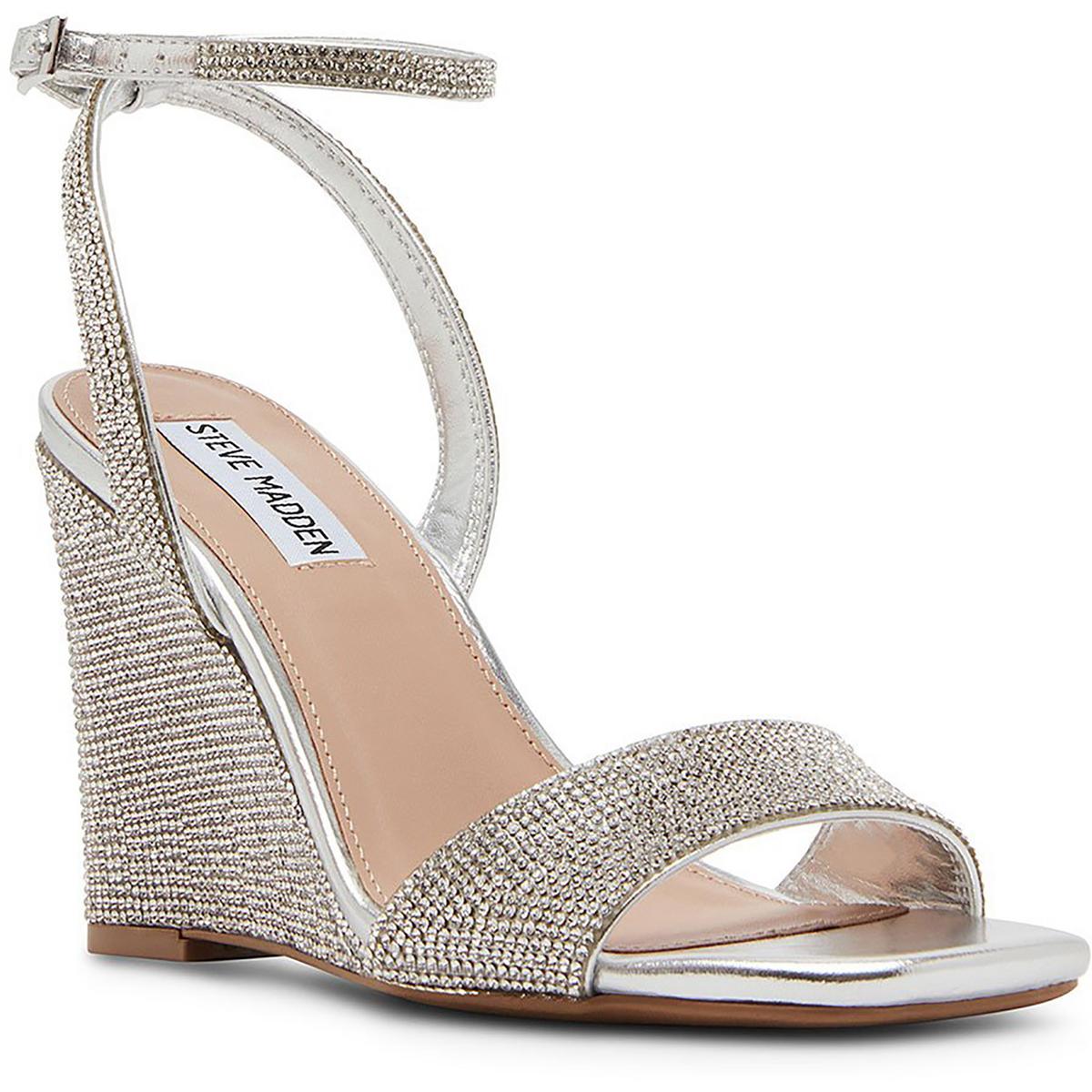 Sophey Womens Metallic Rhinestone Wedge Sandals