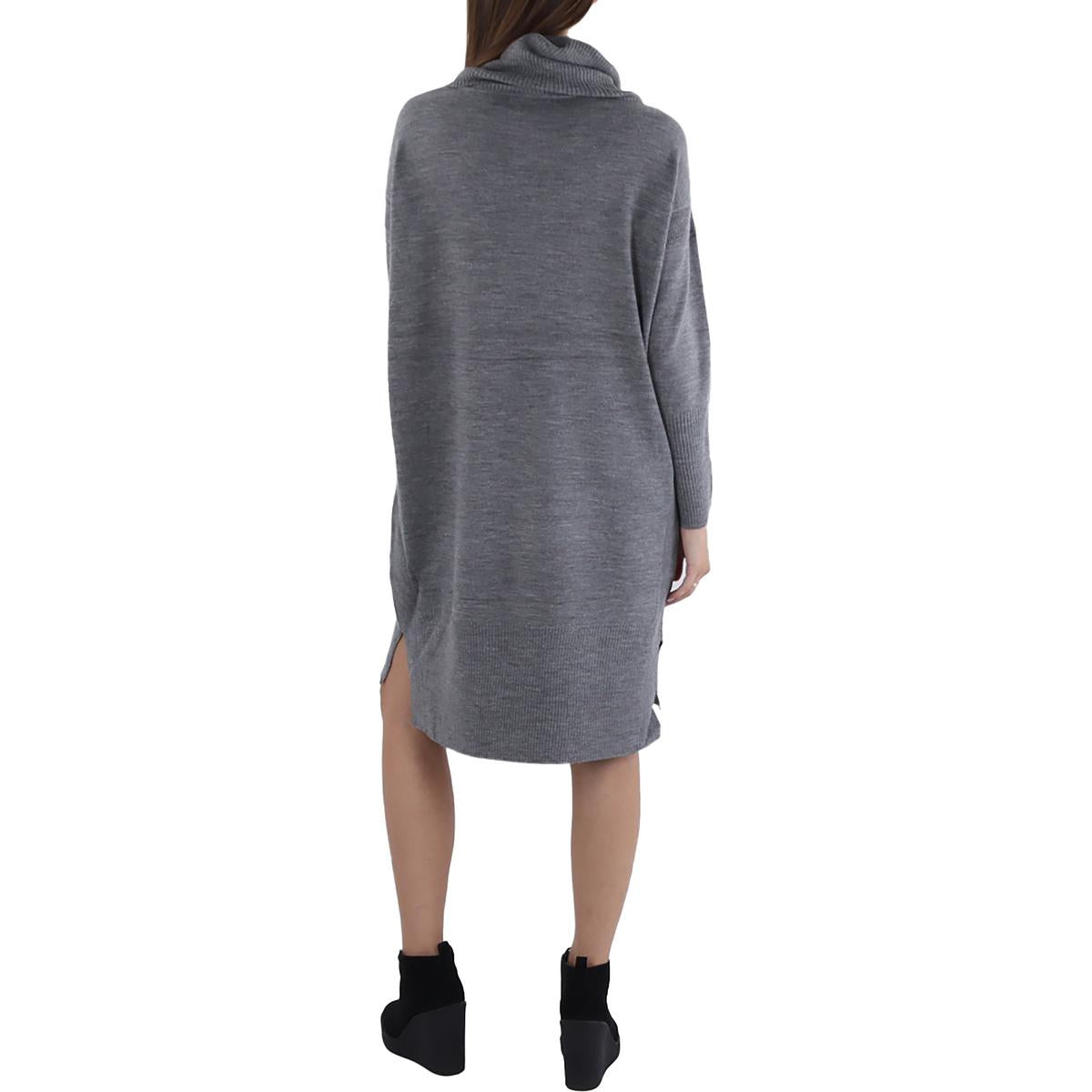 Womens Ribbed Trim Above Knee Sweaterdress