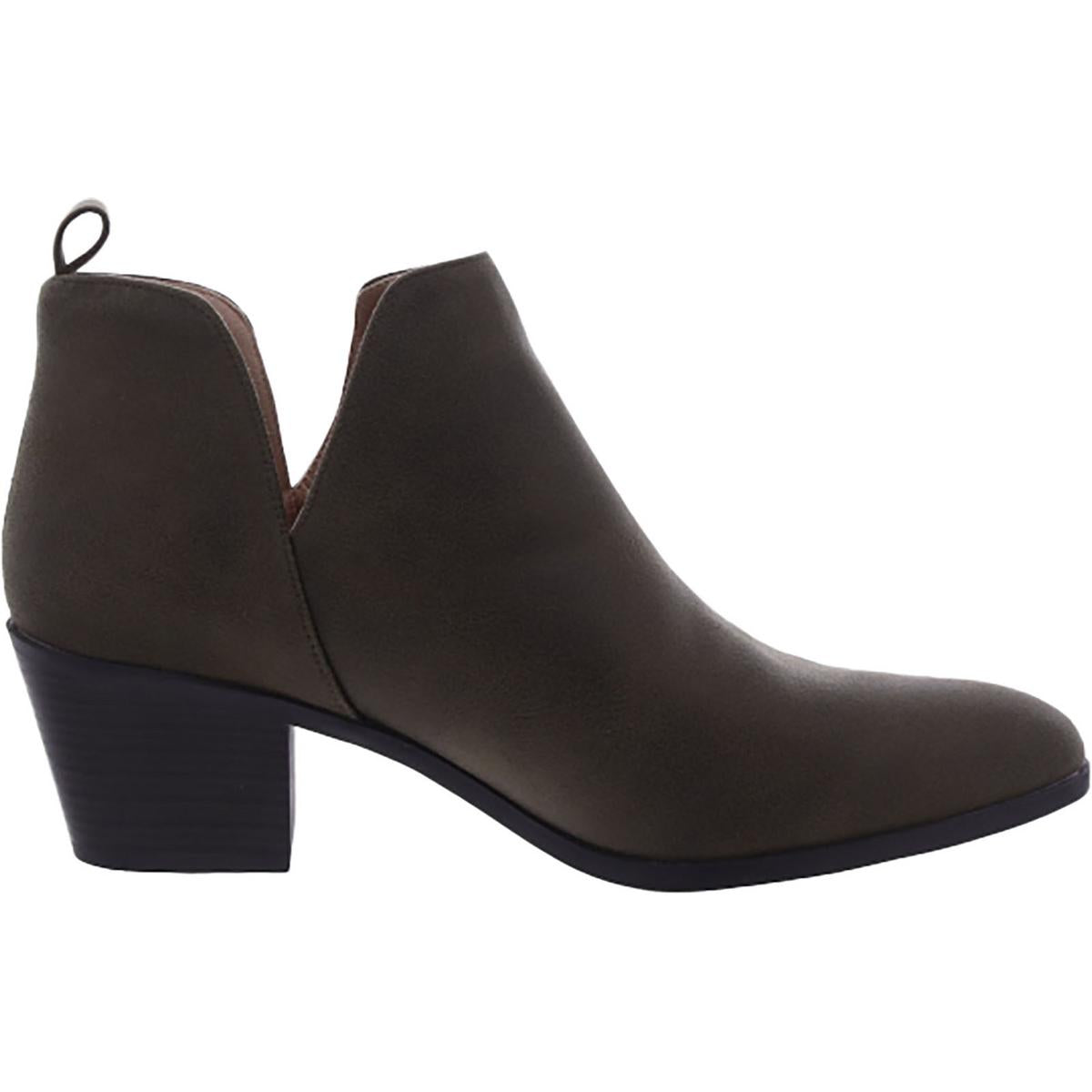 Womens Faux Suede Block Heel Ankle Boots