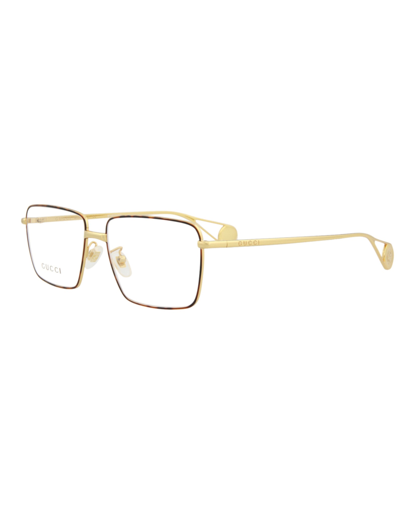 Gucci Womens Square/Rectangle Gold Gold Transparent Fashion Designer Eyewear