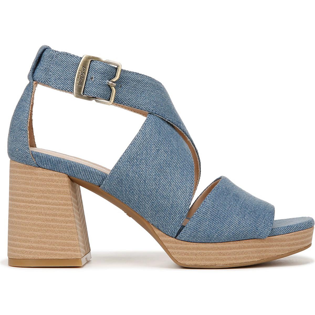 Maya Womens Denim Block Heel