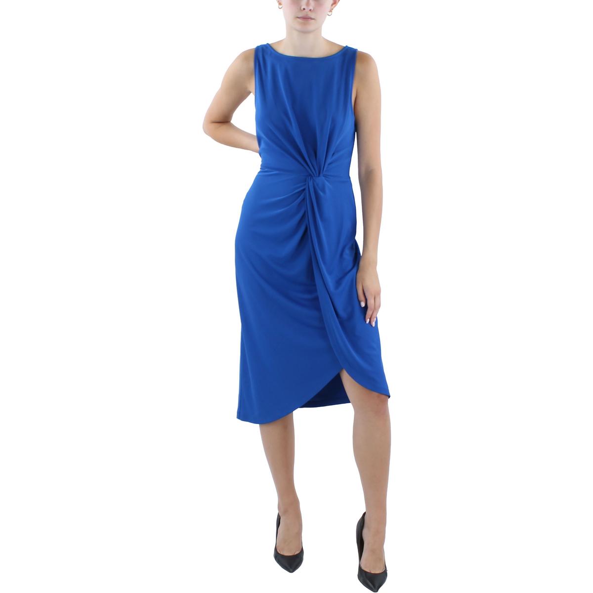 Womens Midi Front Twist Wear To Work Dress