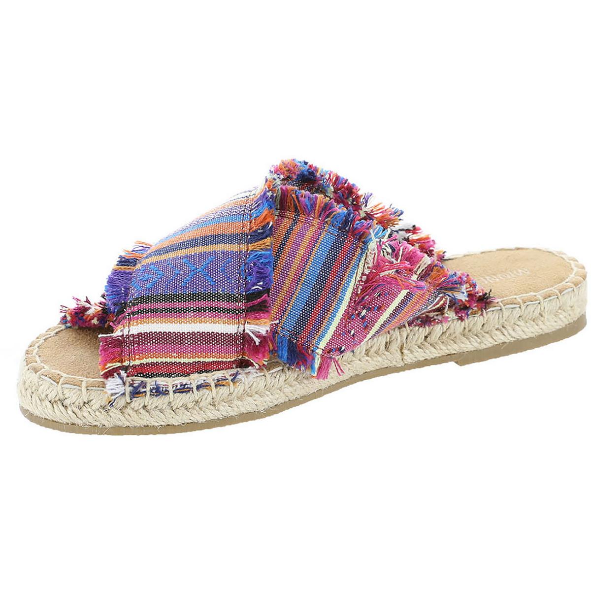 Pepper Womens Canvas Fringe Slide Sandals