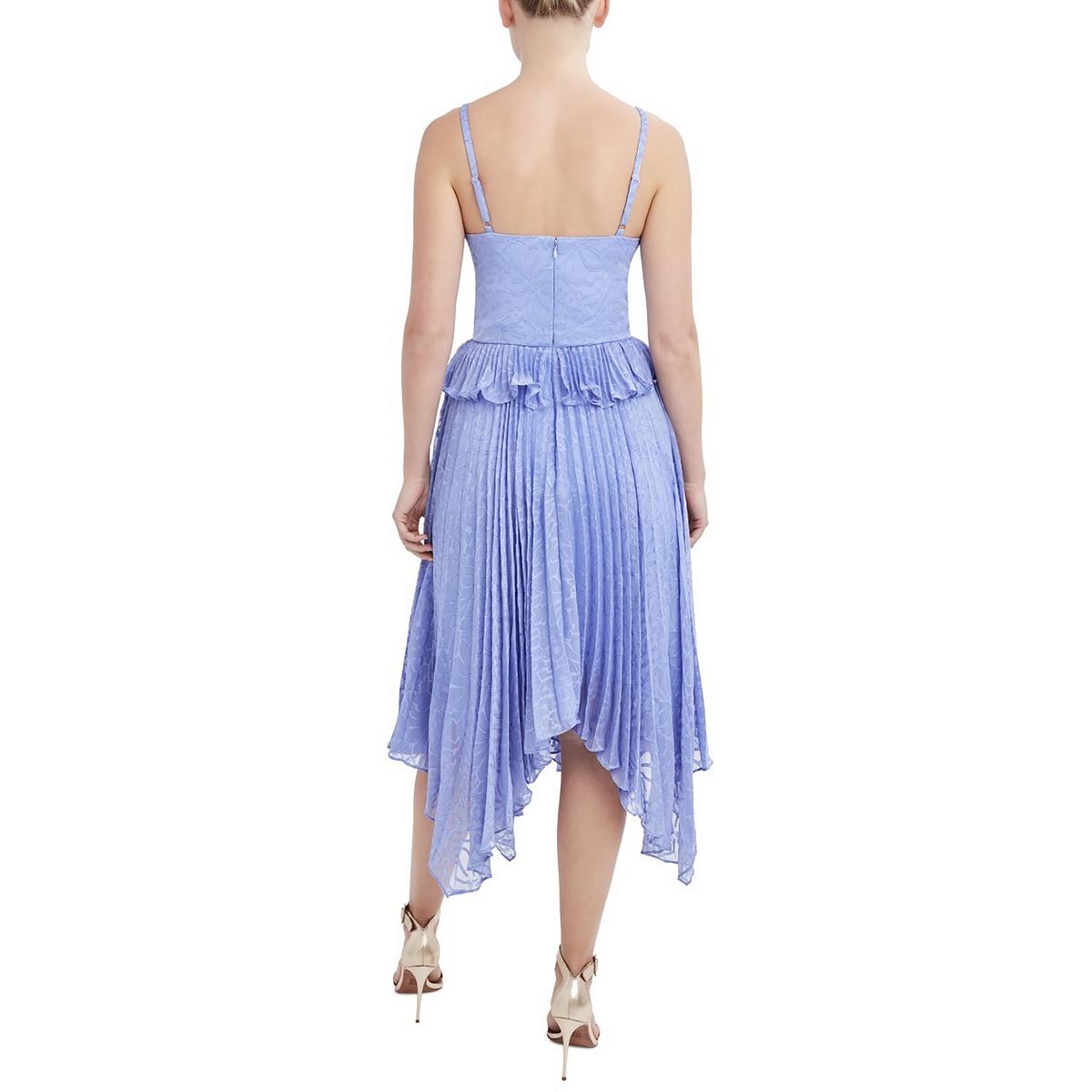 Womens Pleated Midi Cocktail And Party Dress