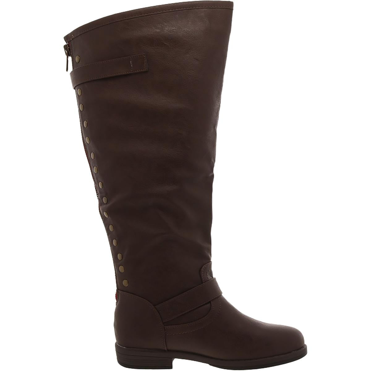 Womens Faux Leather Extra Wide Calf Knee-High Boots