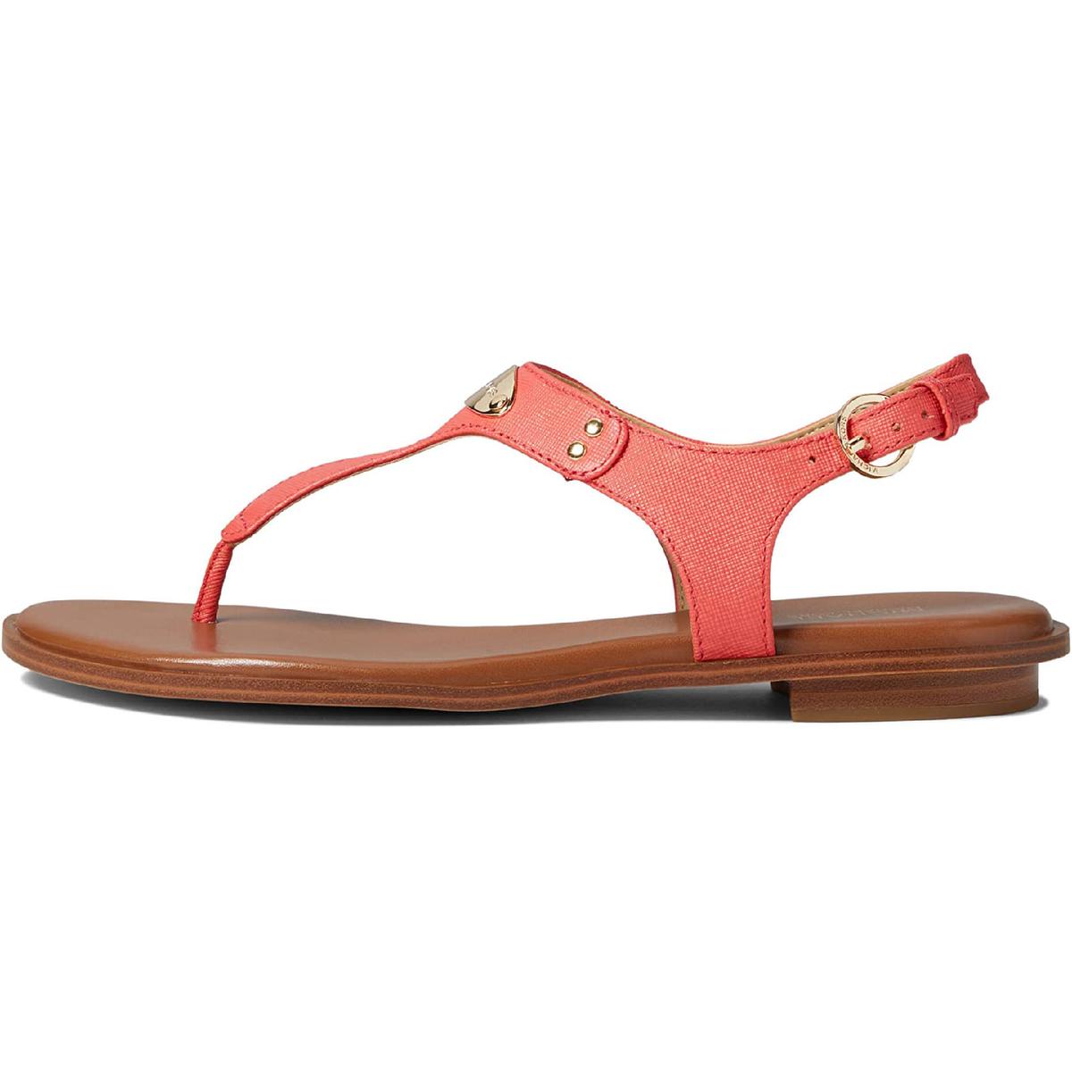 MK Plate Womens Textured T-Strap Thong Sandals