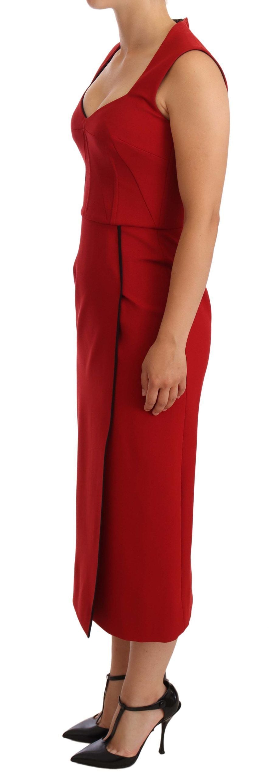 Dolce & Gabbana Elegant Sweetheart Midi Dress in Women's Red