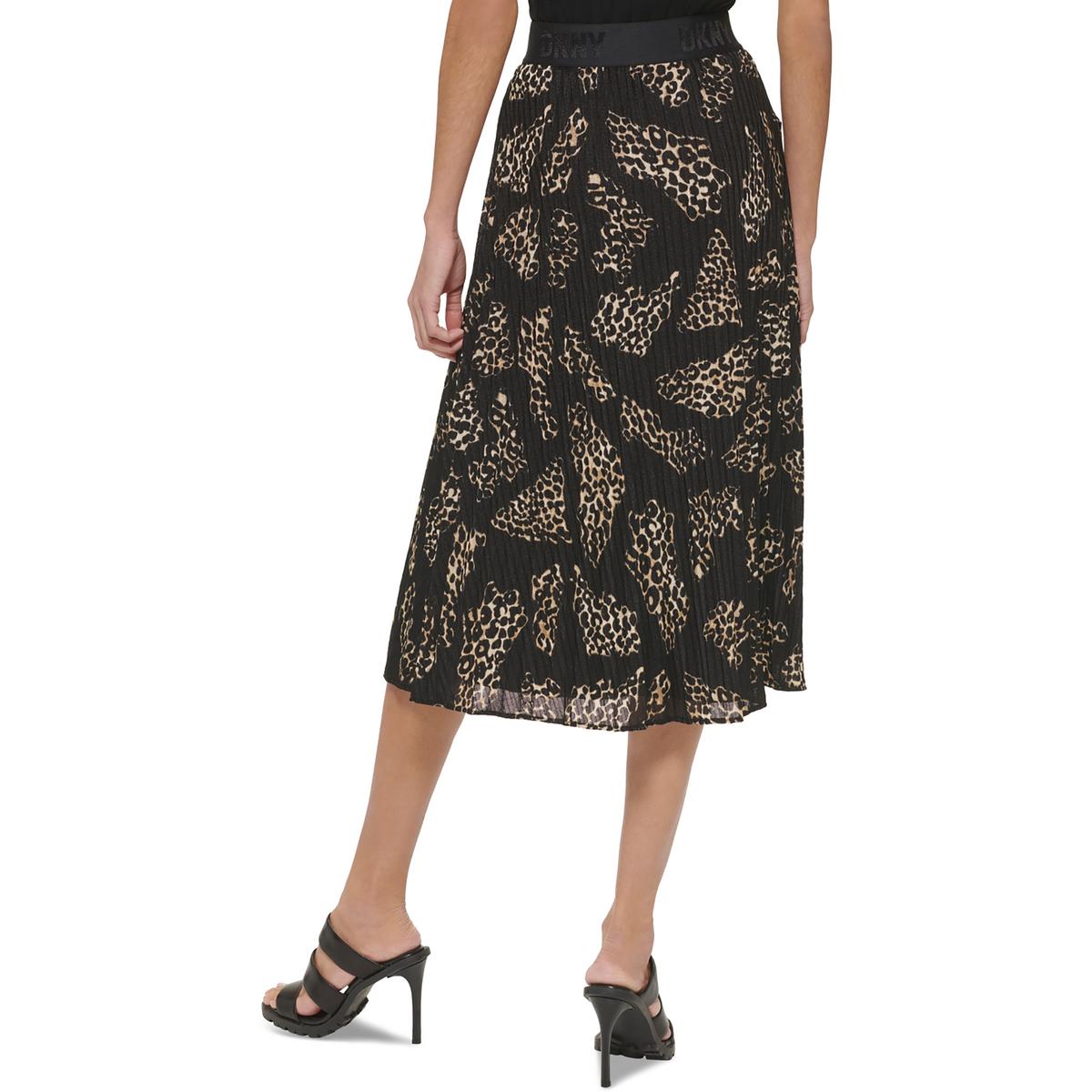 Womens Pleated Pull On Midi Skirt