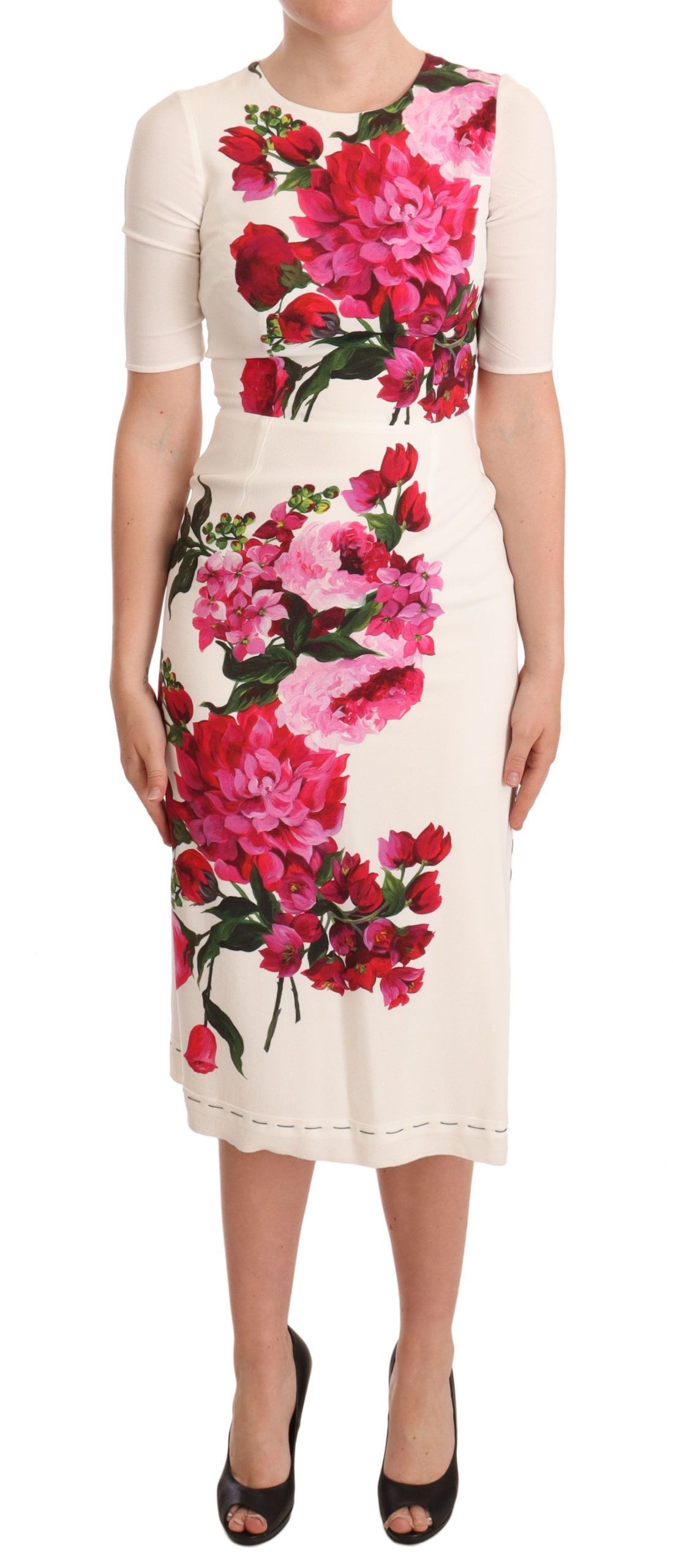 Dolce & Gabbana Elegant Floral Midi Bodycon Women's Dress