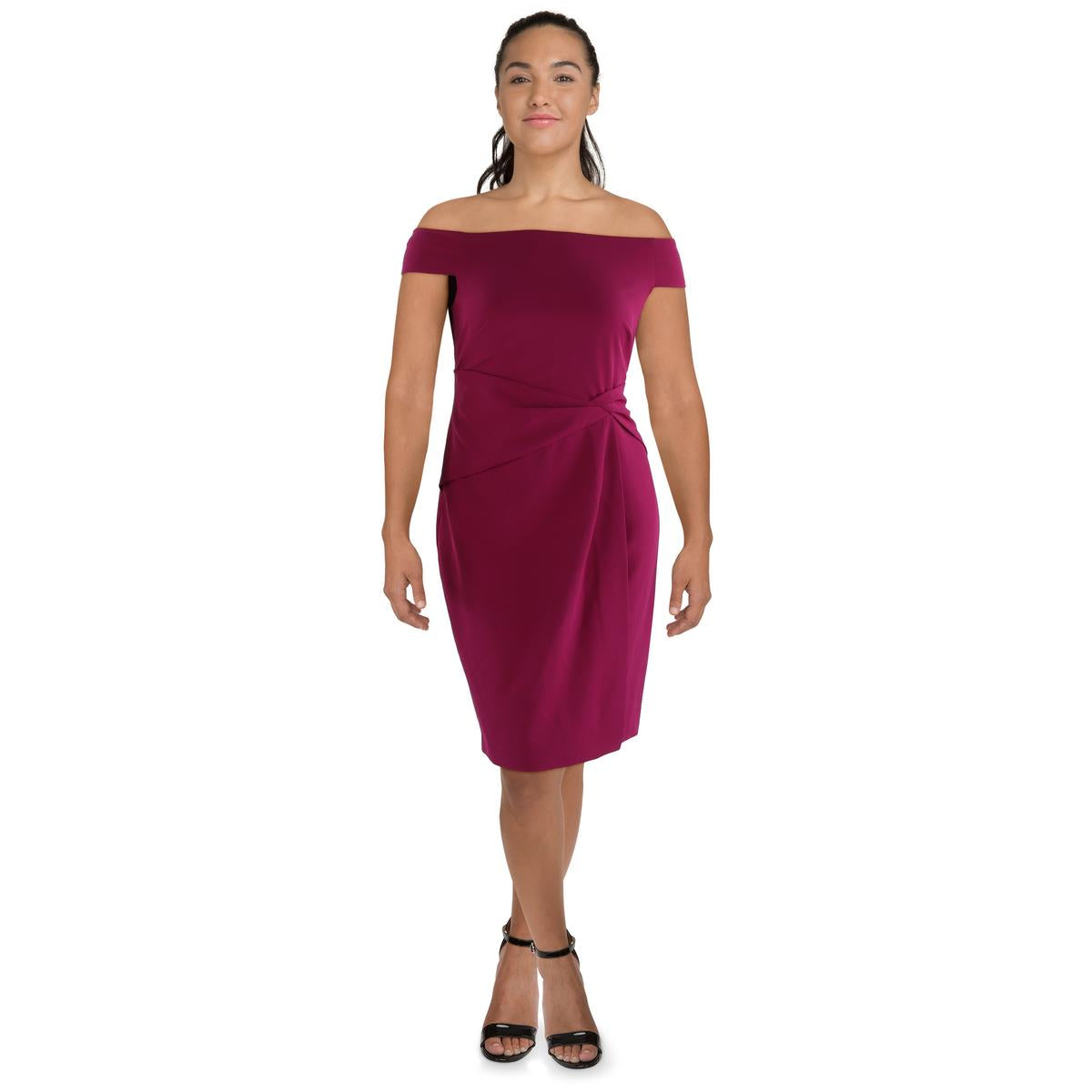 Womens Jersey Knee Length Wrap Dress