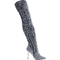 Vivee Womens Velvet Sequined Over-The-Knee Boots1