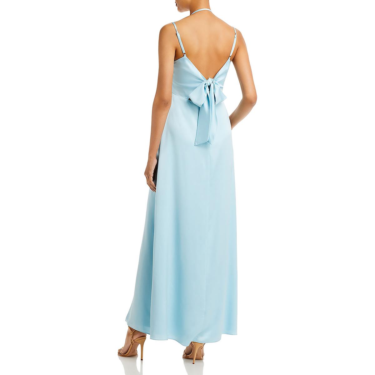 Womens Satin Bow Back Evening Dress